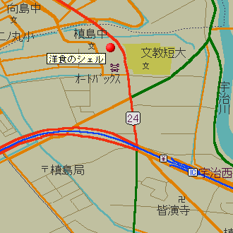 洋食のシェルへの地図