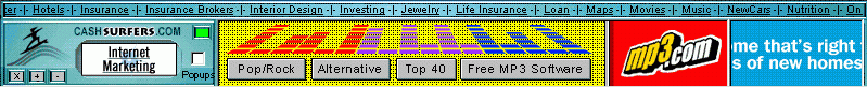 [図：CashSurfers.COM の広告バー表示プログラム]